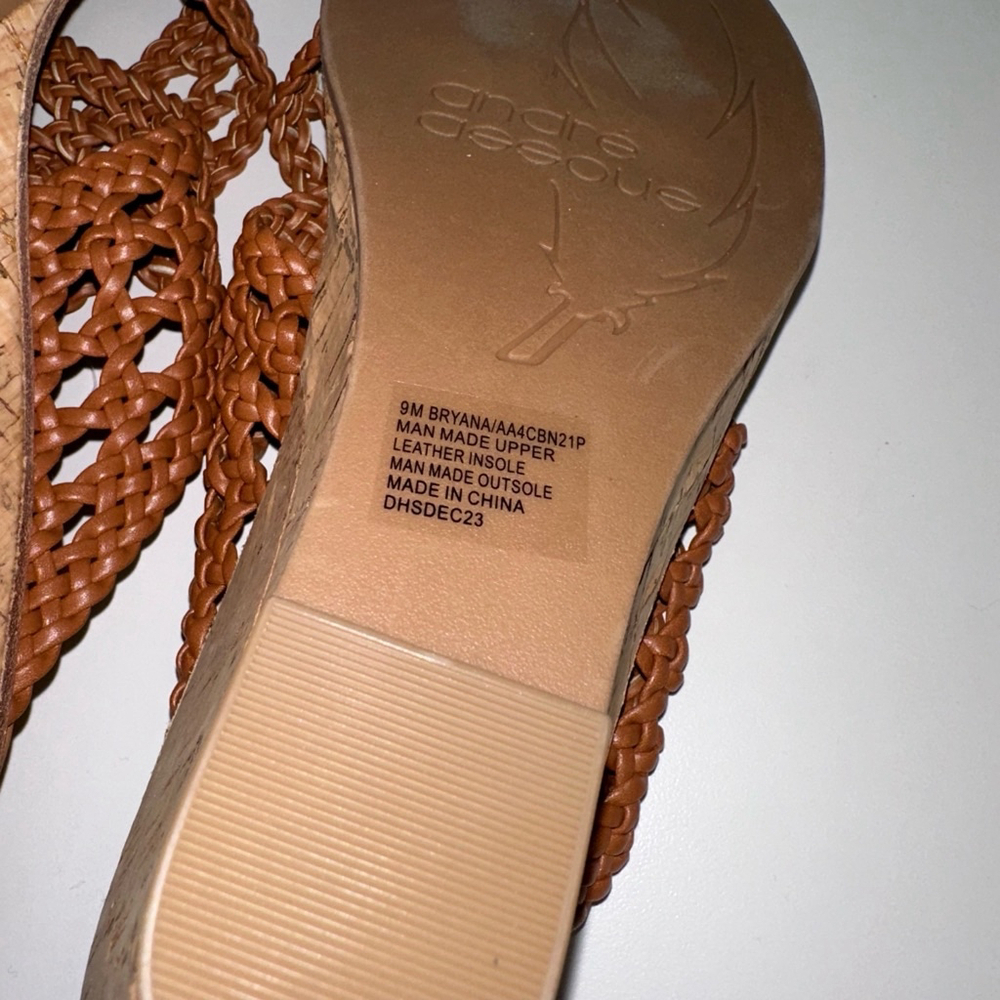 André Assous Bryana Women’s Woven Wedge Sandals Brown Size 9 M NEW - Picture 5 of 13